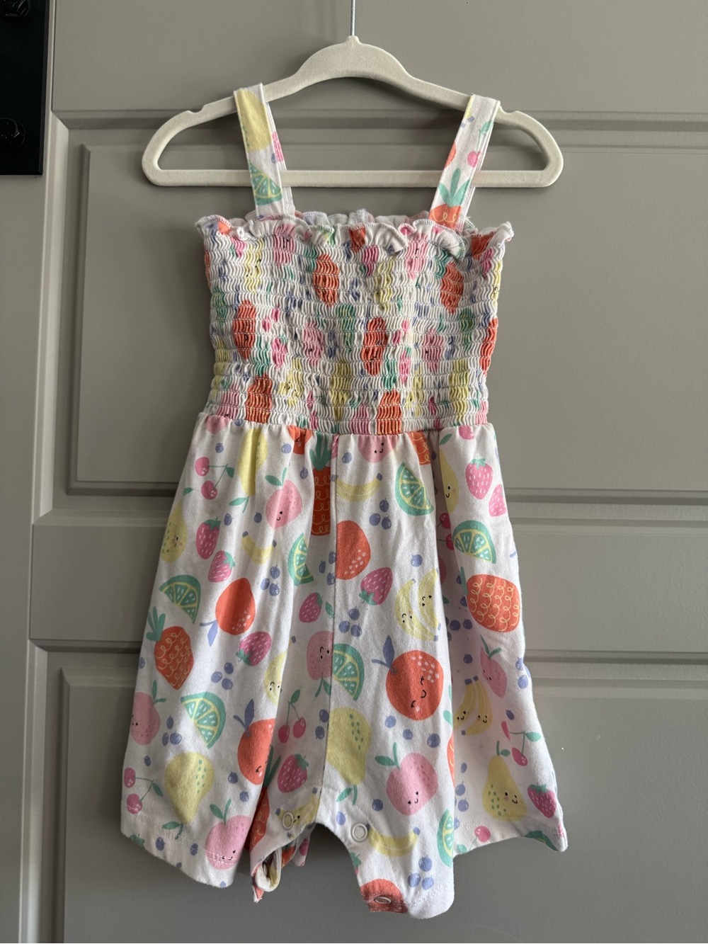 Garanimals White Fruit-Print Smocked Romper